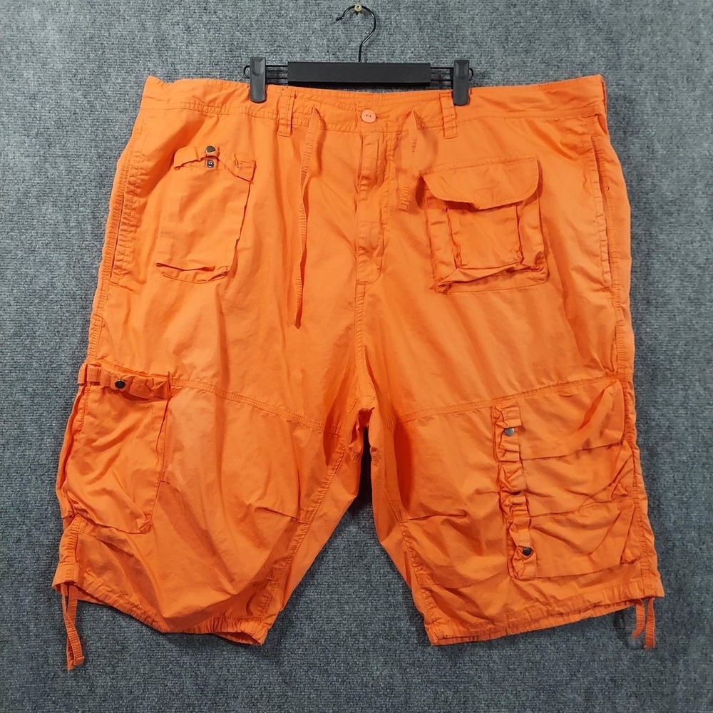 Sean John Cargo Shorts Mens 46 Big & Tall Orange Drawstring Pockets Rave Y2K